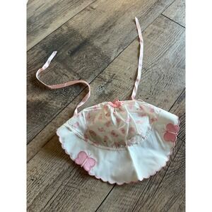 Vintage Baby Girls Sun Hat Butterfly Print Pink Trim Ribbons Size 18 Months
